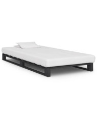 Cadre de lit de palette Gris Bois de pin massif 90x200 cm | Mobilier & Déco