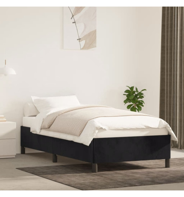 Cadre de lit sans matelas noir 100x200 cm velours | Mobilier & Déco