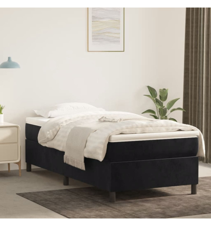 Cadre de lit sans matelas noir 100x200 cm velours | Mobilier & Déco