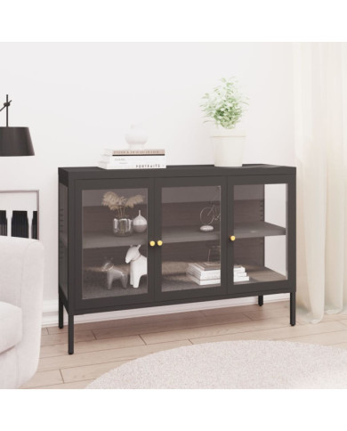 Buffet Anthracite 105x35x70 cm Acier et verre | Mobilier & Déco
