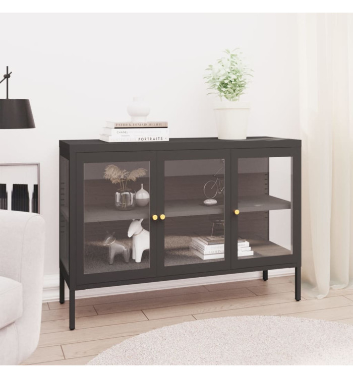 Buffet Anthracite 105x35x70 cm Acier et verre | Mobilier & Déco
