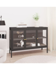 Buffet Anthracite 105x35x70 cm Acier et verre | Mobilier & Déco