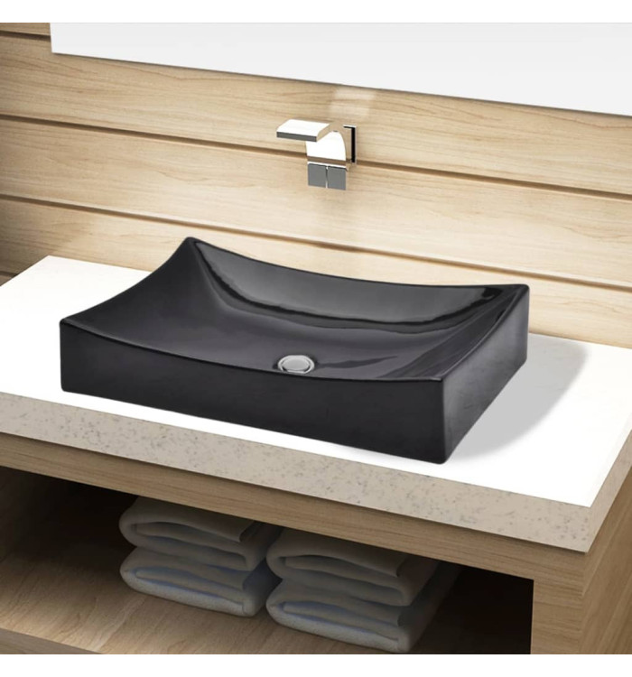 Vasque rectangulaire céramique Noir pour salle de bain | Mobilier & Déco
