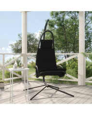 Chaise balançoire de jardin et coussin noir tissu Oxford/acier | Mobilier & Déco