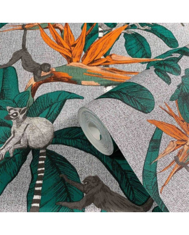 Noordwand Papier peint Topchic Monkey Jungle Leaves Vert et gris | Mobilier & Déco