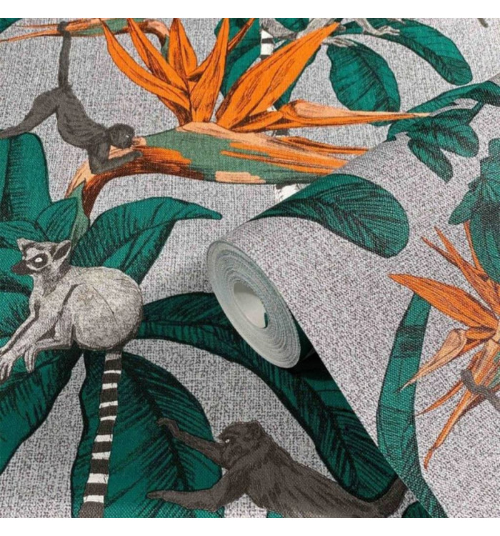 Noordwand Papier peint Topchic Monkey Jungle Leaves Vert et gris | Mobilier & Déco
