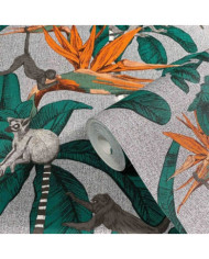 Noordwand Papier peint Topchic Monkey Jungle Leaves Vert et gris | Mobilier & Déco