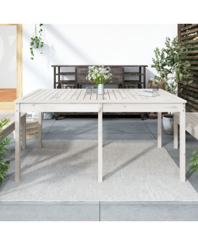 Table de jardin blanc 159,5x82,5x76 cm bois massif de pin | Mobilier & Déco