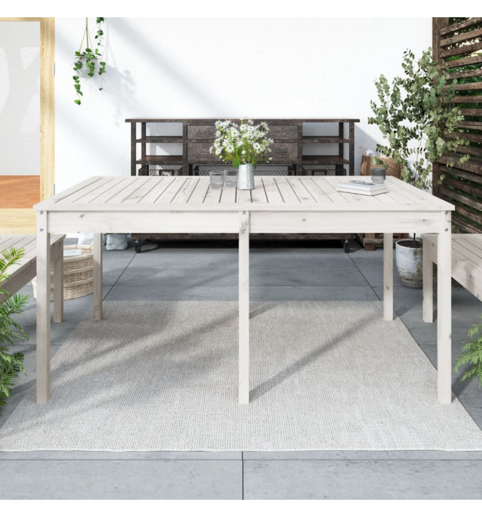Table de jardin blanc 159,5x82,5x76 cm bois massif de pin | Mobilier & Déco
