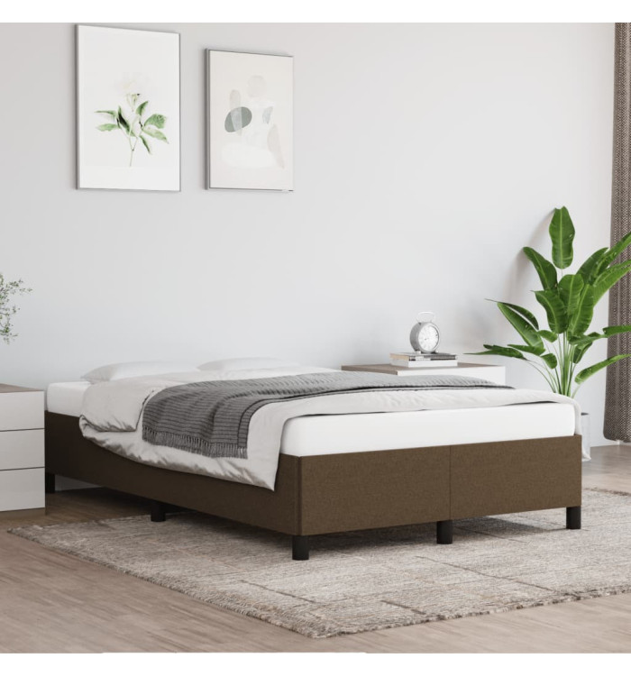 Cadre de lit sans matelas marron foncé 120x200 cm tissu | Mobilier & Déco