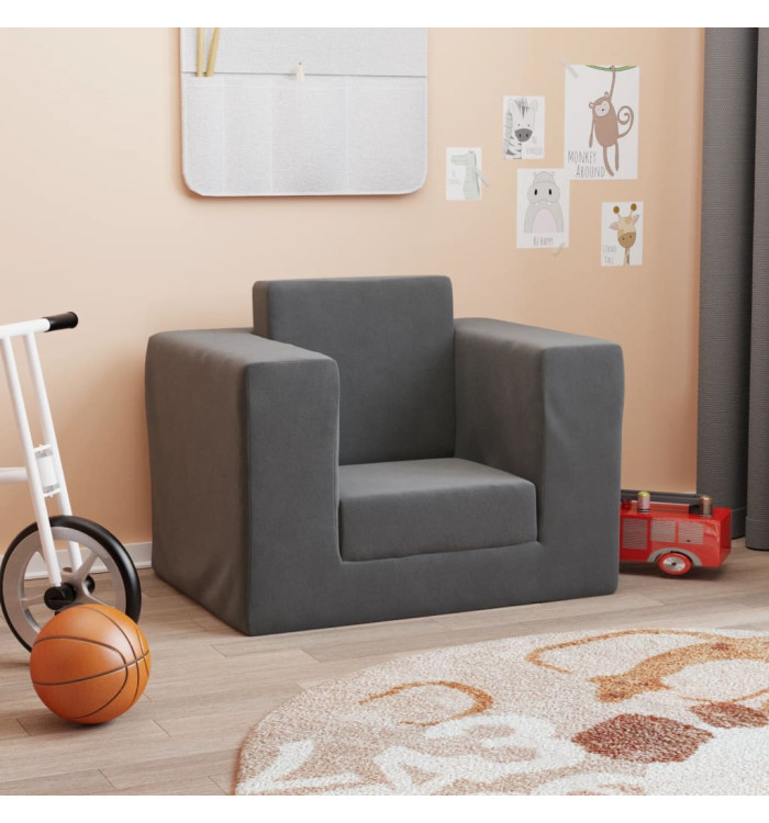 Canapé-lit pour enfants Anthracite Peluche douce | Mobilier & Déco