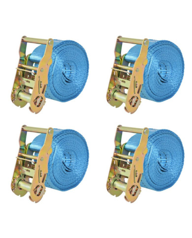 Sangle d’arrimage 4 pcs 2 tonnes 6 m x 38 mm Bleu | Mobilier & Déco