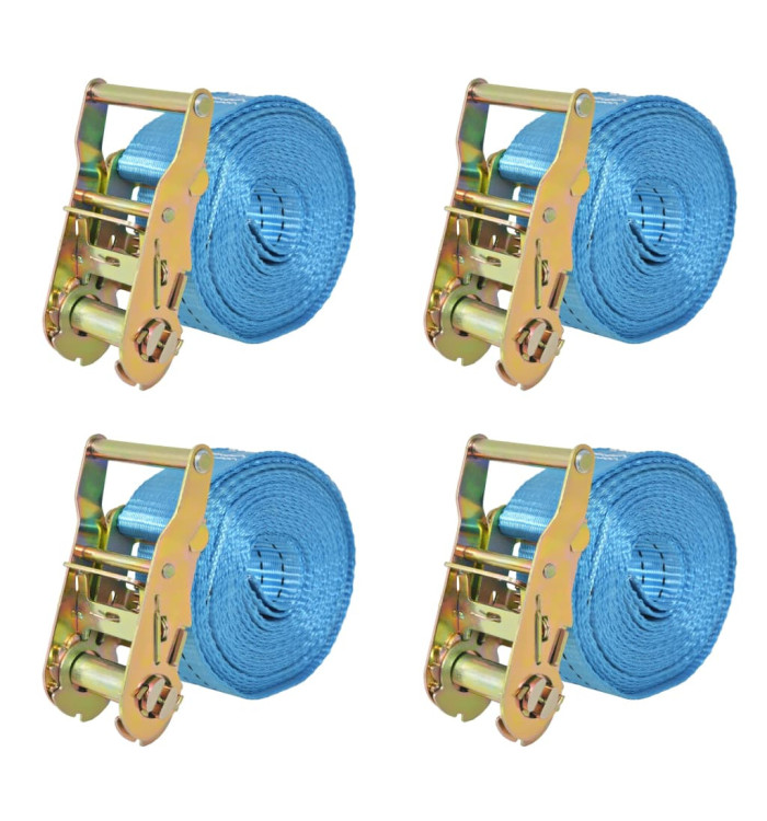 Sangle d’arrimage 4 pcs 2 tonnes 6 m x 38 mm Bleu | Mobilier & Déco