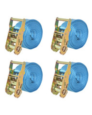 Sangle d’arrimage 4 pcs 2 tonnes 6 m x 38 mm Bleu | Mobilier & Déco