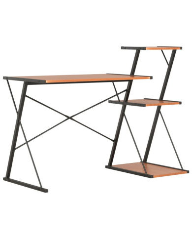 Bureau avec étagère Noir et marron 116x50x93 cm | Mobilier & Déco
