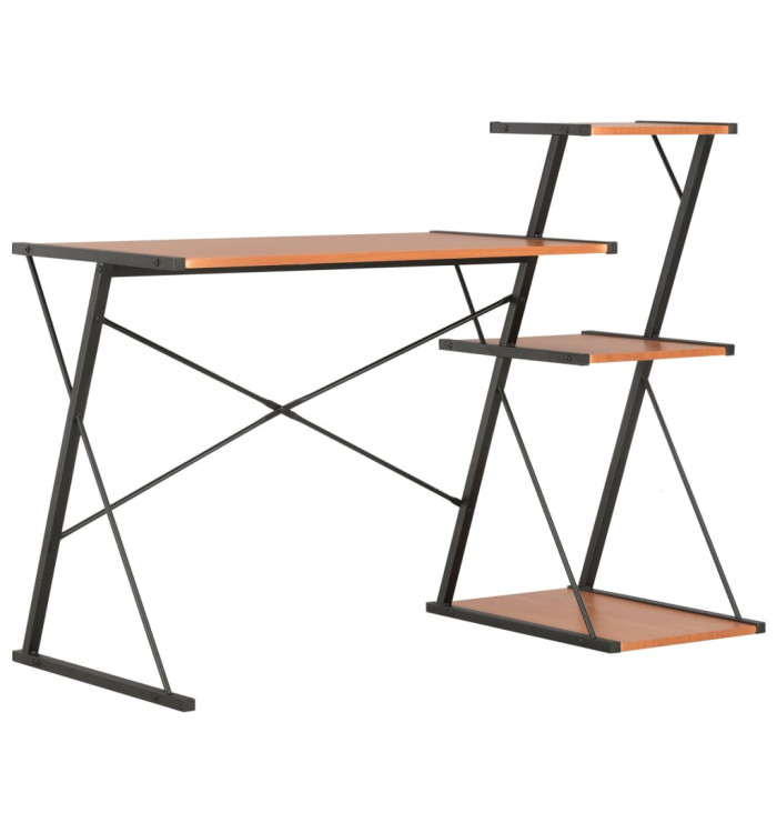 Bureau avec étagère Noir et marron 116x50x93 cm | Mobilier & Déco