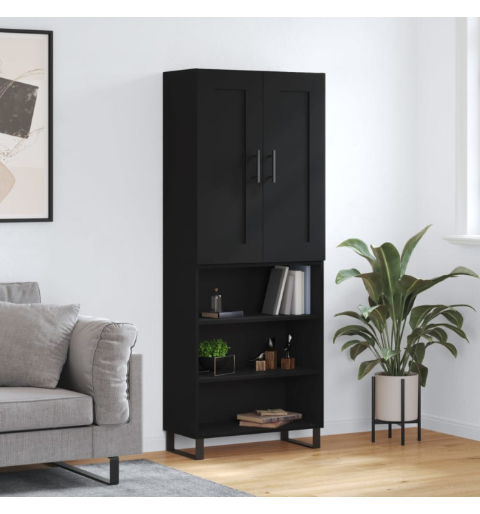 Buffet haut Noir 69,5x34x180 cm Bois d'ingénierie | Mobilier & Déco