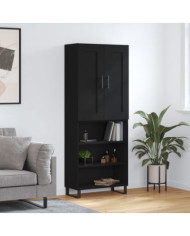 Buffet haut Noir 69,5x34x180 cm Bois d'ingénierie | Mobilier & Déco