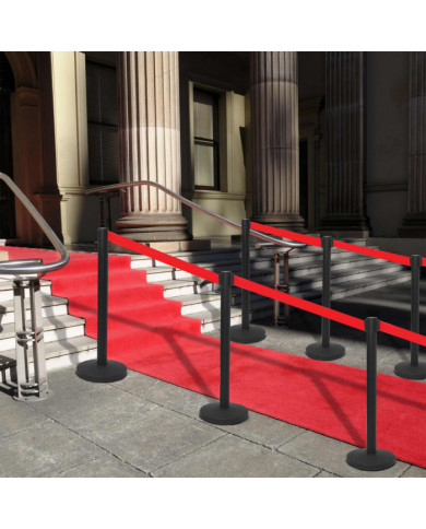 Colonnes avec bandes 4 pcs Barrière d'aéroport Fer Noir | Mobilier & Déco