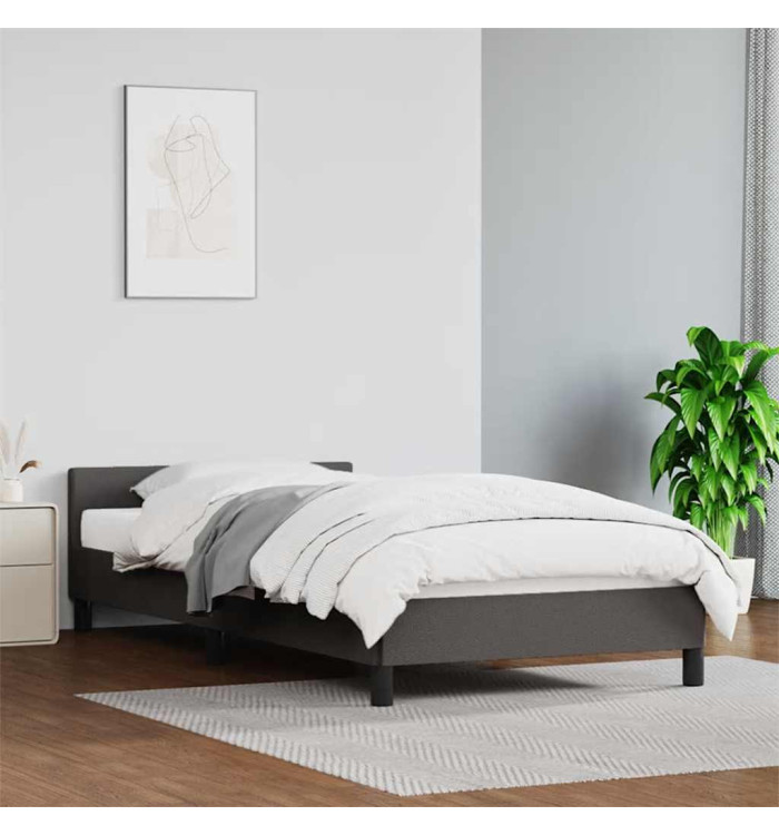 Cadre de lit avec tête de lit sans matelas gris 100x200 cm | Mobilier & Déco