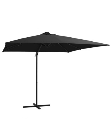 Parasol de jardin en porte-à-faux lumières LED et mât en acier | Mobilier & Déco
