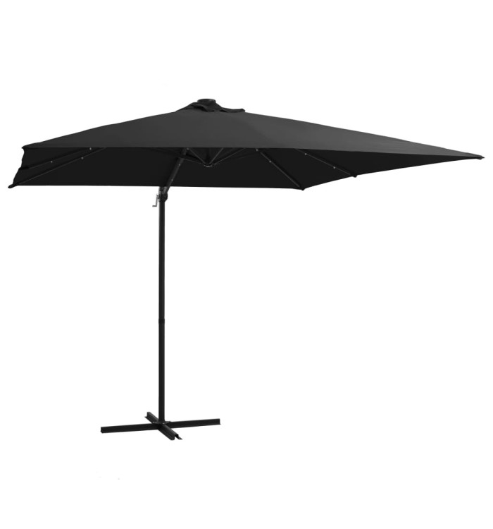 Parasol de jardin en porte-à-faux lumières LED et mât en acier | Mobilier & Déco