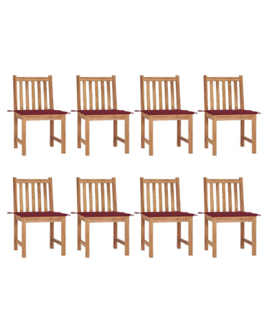 Chaises de jardin lot de 8 avec coussins Bois de teck massif | Mobilier & Déco