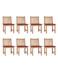 Chaises de jardin lot de 8 avec coussins Bois de teck massif | Mobilier & Déco