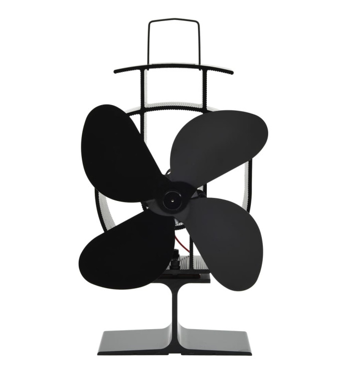 Ventilateur de poêle alimenté par chaleur 4 pales Noir | Mobilier & Déco