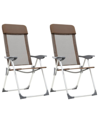 Chaises de camping pliables lot de 2 Marron Aluminium | Mobilier & Déco