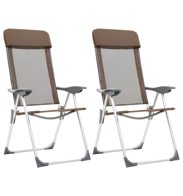 Chaises de camping pliables lot de 2 Marron Aluminium | Mobilier & Déco