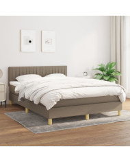 Sommier à lattes de lit avec matelas Taupe 140x200 cm Tissu | Mobilier & Déco