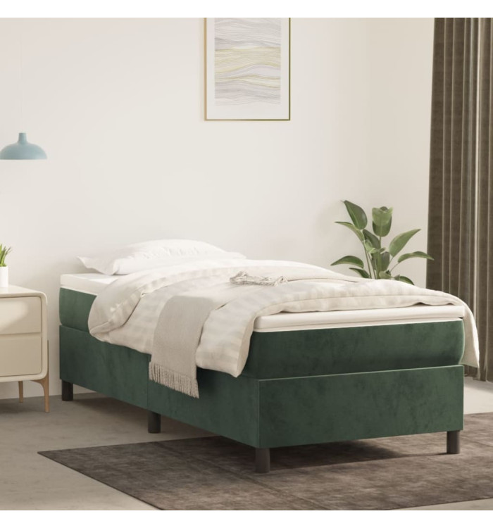 Sommier à lattes de lit avec matelas Vert foncé 90x200 cm | Mobilier & Déco