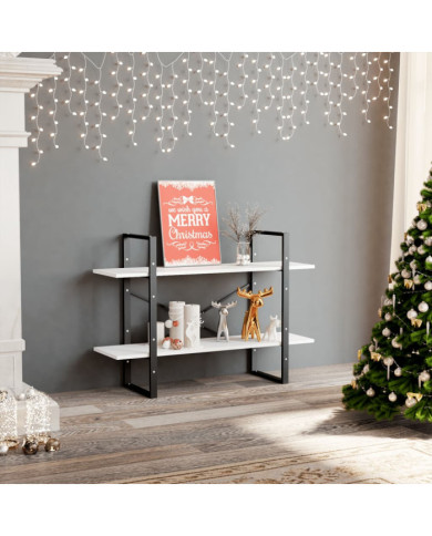 Bibliothèque à 2 niveaux blanc 100x30x70 cm bois d'ingénierie | Mobilier & Déco