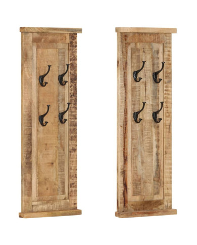 Porte-manteaux 2 pcs Bois massif de manguier 38x100 cm | Mobilier & Déco