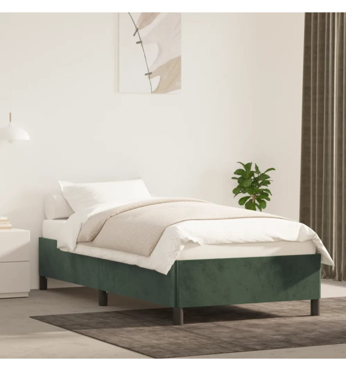 Cadre de lit sans matelas vert foncé 90x200 cm velours | Mobilier & Déco