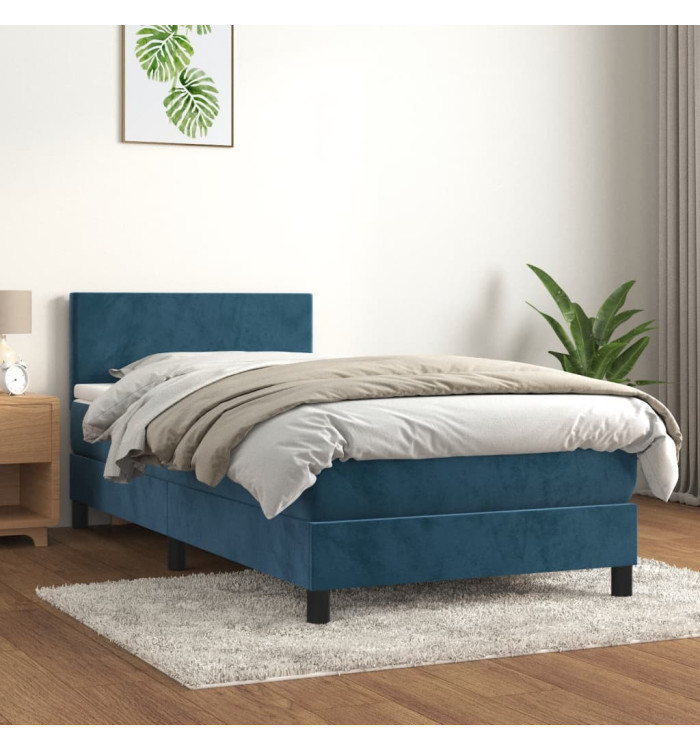Sommier à lattes de lit avec matelas Bleu foncé 90x190 cm | Mobilier & Déco