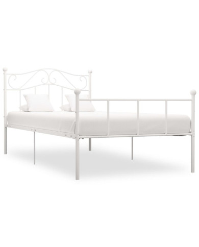 Cadre de lit sans matelas blanc métal 100x200 cm | Mobilier & Déco