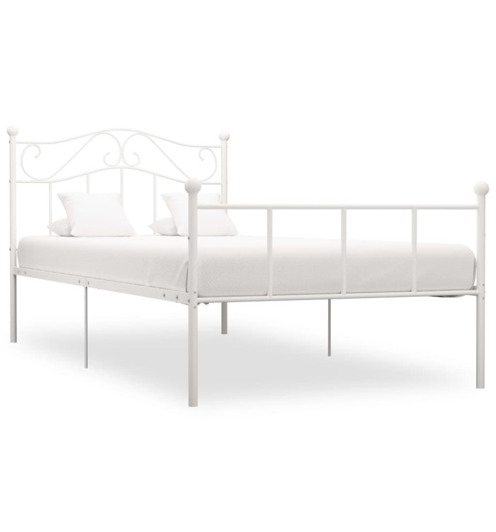 Cadre de lit sans matelas blanc métal 100x200 cm | Mobilier & Déco