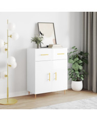 Buffet Blanc brillant 69,5x34x90 cm Bois d'ingénierie | Mobilier & Déco