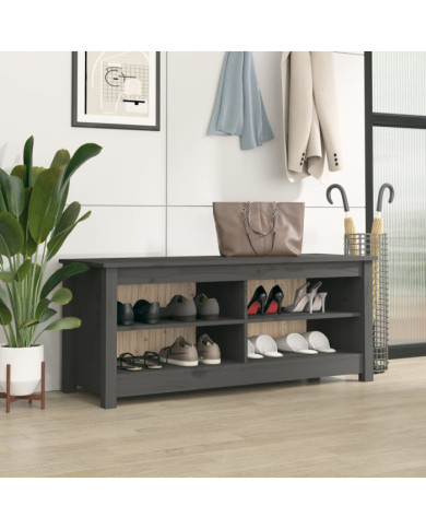 Banc à chaussures Gris 110x38x45,5 cm Bois de pin massif | Mobilier & Déco
