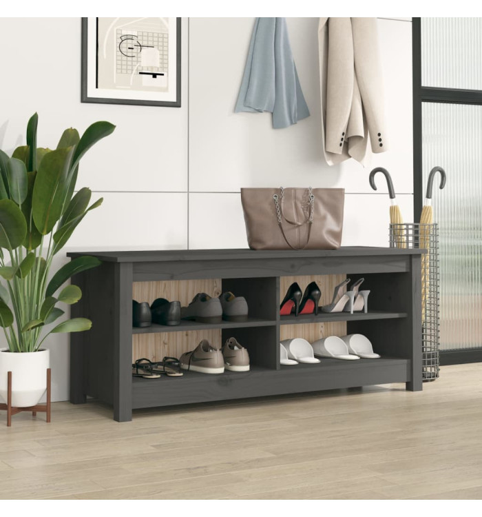 Banc à chaussures Gris 110x38x45,5 cm Bois de pin massif | Mobilier & Déco
