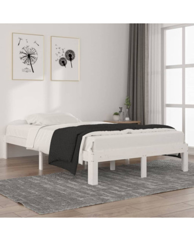 Cadre de lit sans matelas blanc bois de pin massif 120x200 cm | Mobilier & Déco
