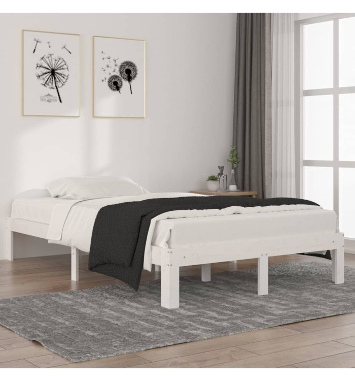 Cadre de lit sans matelas blanc bois de pin massif 120x200 cm | Mobilier & Déco