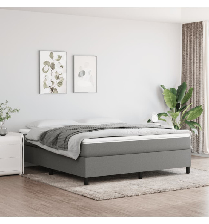 Cadre de lit sans matelas gris foncé 180x200 cm tissu | Mobilier & Déco