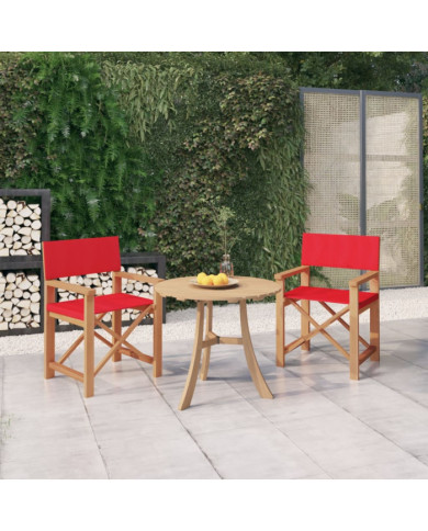 Chaises de metteur en scène lot de 2 Bois de teck massif Rouge | Mobilier & Déco