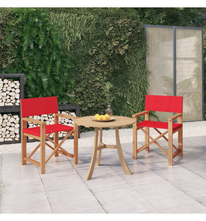 Chaises de metteur en scène lot de 2 Bois de teck massif Rouge | Mobilier & Déco