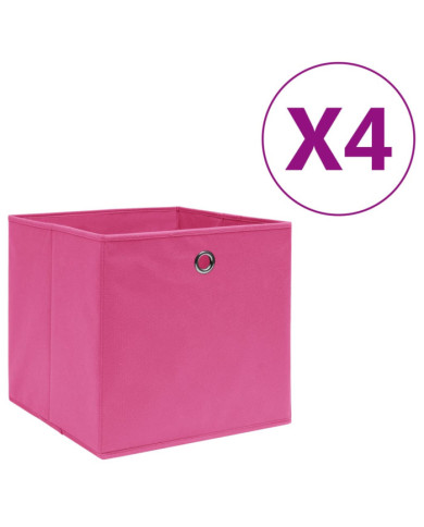 Boîtes de rangement 4 pcs Tissu intissé 28x28x28 cm Rose | Mobilier & Déco
