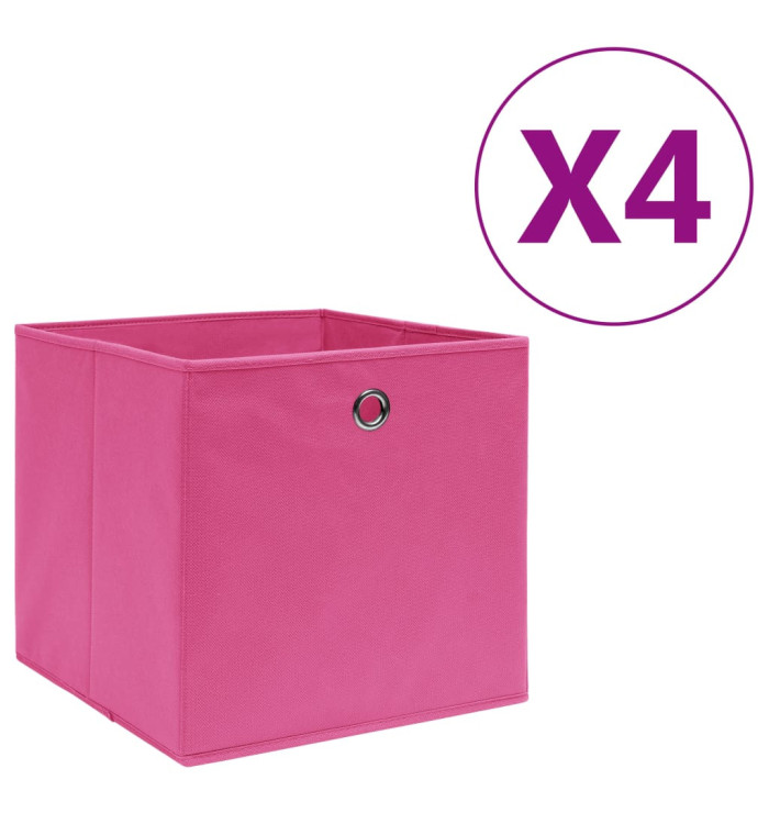 Boîtes de rangement 4 pcs Tissu intissé 28x28x28 cm Rose | Mobilier & Déco