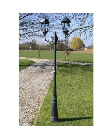 Lampadaire de jardin 2 bras 230 cm Vert foncé/Noir Aluminium | Mobilier & Déco